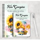 Személyre szabható - Cuki napraforgós manó egy szál virággal mintás A6-os füzet