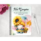 Személyre szabható - Cuki napraforgós manó egy szál virággal mintás A6-os füzet