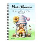 Személyre szabható - Szívecskés napraforgós manó lány mintás A6-os füzet