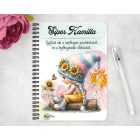 Személyre szabható - Pillangós napraforgós manó lány mintás A6-os füzet