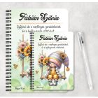 Személyre szabható - Hintázós napraforgós manó lány mintás A6-os füzet