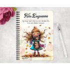 Személyre szabható - Cuki őszi Könyvmoly lány mintás A6-os füzet