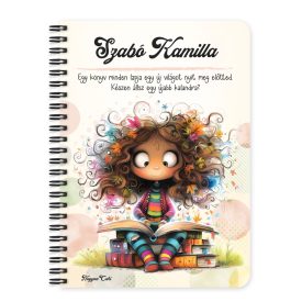   Személyre szabható - Olvasó őszi Könyvmoly lány mintás füzet