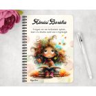 Személyre szabható - Álmodó őszi Könyvmoly lány mintás A6-os füzet