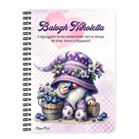   Személyre szabható - Cuki áfonyás manó mintás A6-os füzet