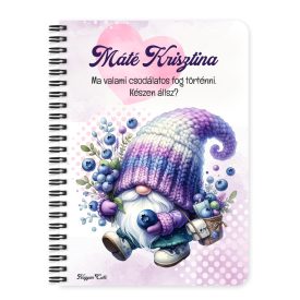   Személyre szabható - Kalandor Áfonyás manó mintás A6-os füzet