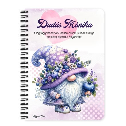 Személyre szabható - Tündéri Áfonyás manó mintás A6-os füzet