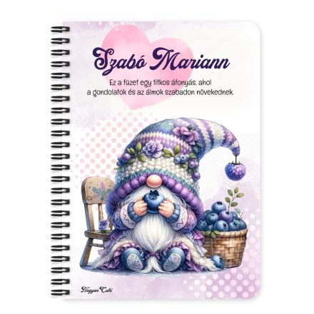 Személyre szabható - Édes Áfonyás manó mintás A6-os füzet