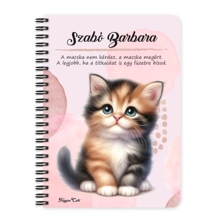 Személyre szabható - Cuki tarka cicus mintás A6-os füzet