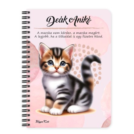 Személyre szabható - Tündéri cirmos cicus mintás füzet