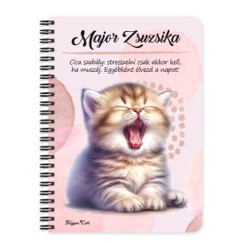 Személyre szabható - Ásító cuki cicus mintás füzet