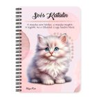 Személyre szabható - Fehér hosszúszőrű cuki cicus mintás A6-os füzet