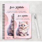 Személyre szabható - Fehér hosszúszőrű cuki cicus mintás A6-os füzet