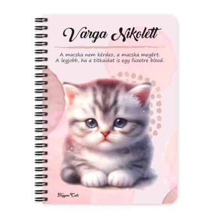 Személyre szabható - Szürke pici cica mintás A6-os füzet