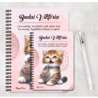 Személyre szabható - Pacsis vörös cicus mintás A6-os füzet