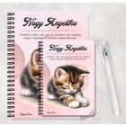 Személyre szabható - Pacsis vörös cicus mintás A6-os füzet