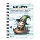 Személyre szabható - Csónakos horgász manó mintás A6-os füzet