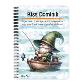   Személyre szabható - Csónakos horgász manó mintás A6-os füzet