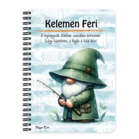   Személyre szabható - Horgász manó esőben mintás A6-os füzet