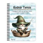 Személyre szabható - Csónakos horgász manó és kávé mintás A6-os füzet