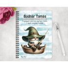 Személyre szabható - Csónakos horgász manó és kávé mintás A6-os füzet