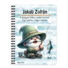 Személyre szabható - Boldog horgász manó mintás A6-os füzet