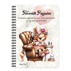   Személyre szabható - Aranyos Körmös manólány mintás A6-os füzet