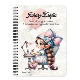   Személyre szabható - Tündéri Körmös manólány mintás A6-os füzet