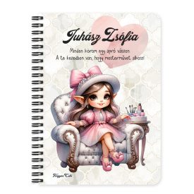   Személyre szabható - Cuki Körmös manólány mintás A6-os füzet