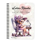 Személyre szabható - Cuki lila Körmös manólány mintás A6-os füzet