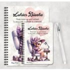 Személyre szabható - Cuki lila Körmös manólány mintás A6-os füzet