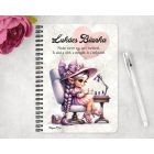 Személyre szabható - Cuki lila Körmös manólány mintás A6-os füzet