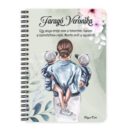 Személyre szabható - Anya és Kicsi Fiai mintás A6-os füzet