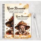 Személyre szabható - Tündéri őszi manó lány mintás A6-os füzet