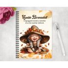 Személyre szabható - Tündéri őszi manó lány mintás A6-os füzet