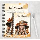 Személyre szabható - Kávézós őszi manó lány mintás A6-os füzet