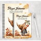 Személyre szabható - Őszi manó lány és az alma mintás A6-os füzet