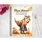 Személyre szabható - Őszi manó lány és az alma mintás A6-os füzet