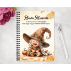 Személyre szabható - Kacagó őszi manó lány mintás A6-os füzet