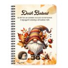 Személyre szabható - Cuki őszi manó sünikével mintás A6-os füzet