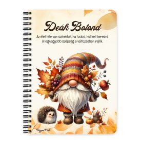   Személyre szabható - Cuki őszi manó sünikével mintás A6-os füzet
