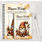 Személyre szabható - Hintázó őszi manó mintás A6-os füzet