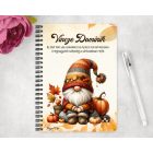 Személyre szabható - Őszi manó és a tök őszi manó mintás A6-os füzet