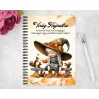 Személyre szabható - Őszi manó lány és a mókusok mintás A6-os füzet
