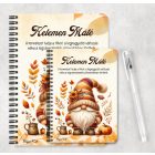 Személyre szabható - Aranyos őszi manó mintás A6-os füzet