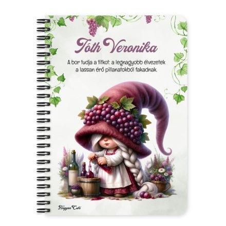 Személyre szabható - A legjobb borász manólány mintás A6-os füzet