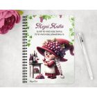 Személyre szabható - A legjobb borász manólány pohárral mintás A6-os füzet