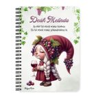 Személyre szabható - Cuki borász manó lány mintás A6-os füzet