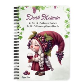   Személyre szabható - Cuki borász manó lány mintás A6-os füzet