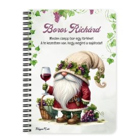   Személyre szabható - A legjobb borász manó koccintsunk mintás A6-os füzet